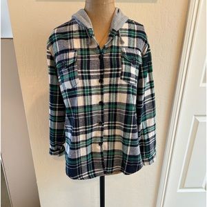 Beautiful Hooded Button-Up, Size Medium, Never Worn!